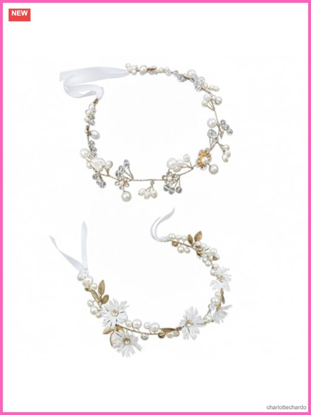 Bridal Hair Vines Flower Headband Set Crystal Pearls Wedding Headpiece